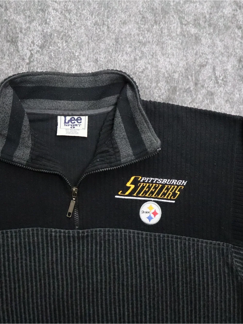 Vintage Pittsburgh Steelers Lee Sport 1/4 Zip Pullover Sweater Knit Size L NFL - Picture 2 of 5